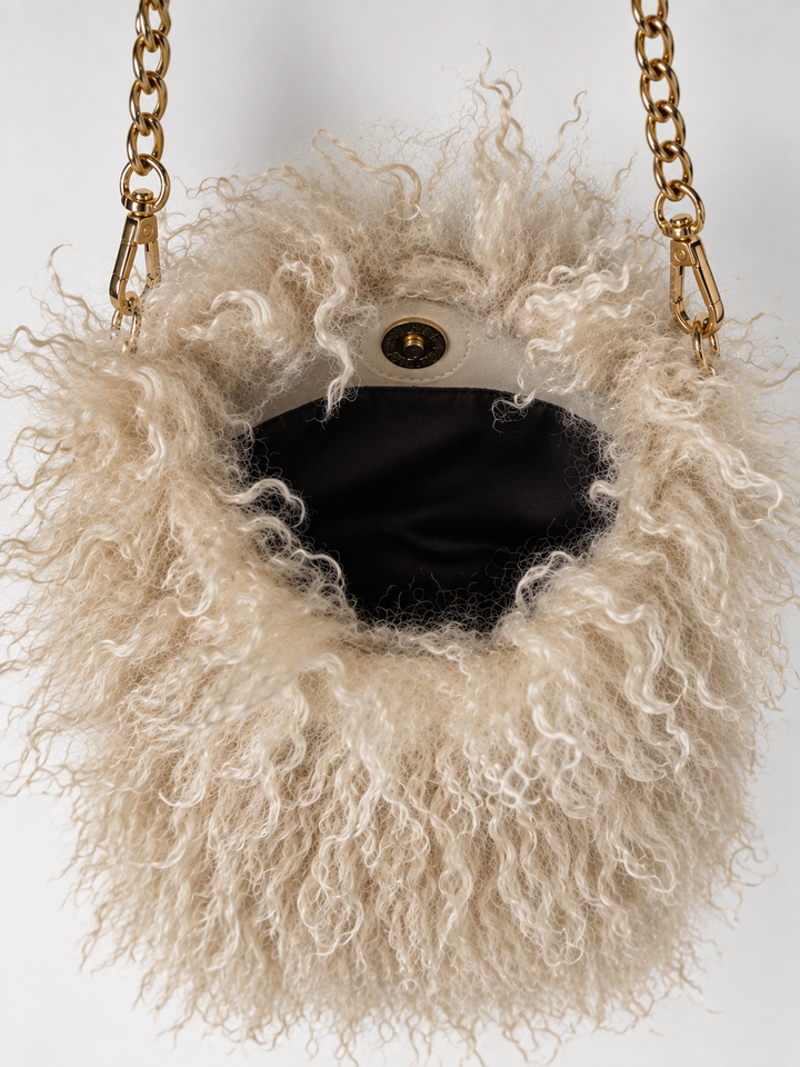 Shaggy Faux Fur Crossbody Bag - Malissa J | Stone