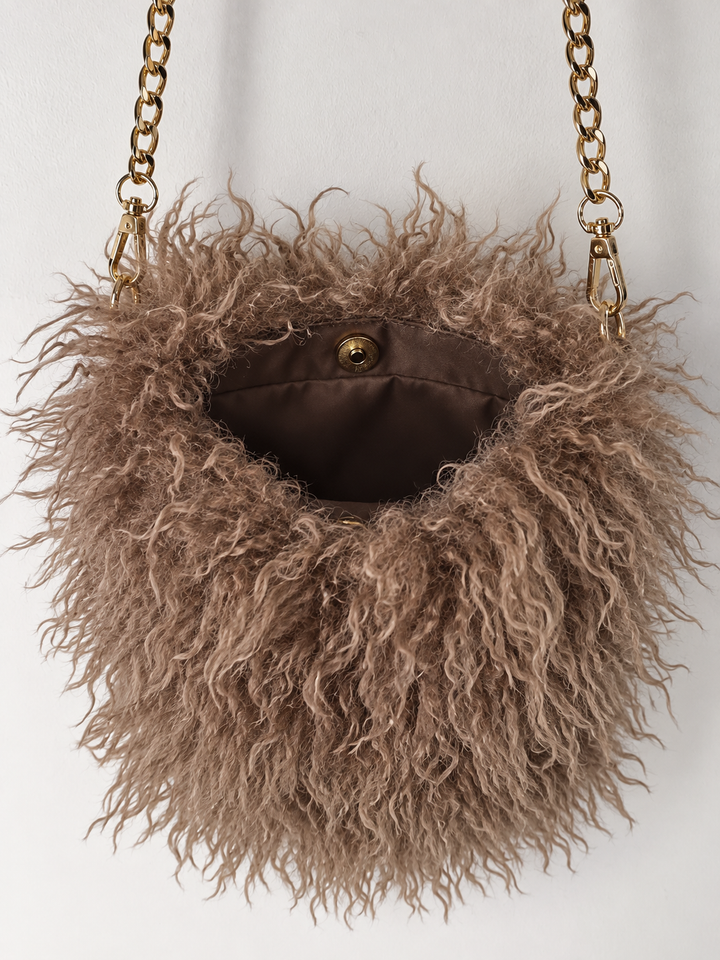 Shaggy Faux Fur Crossbody Bag - Malissa J | Taupe