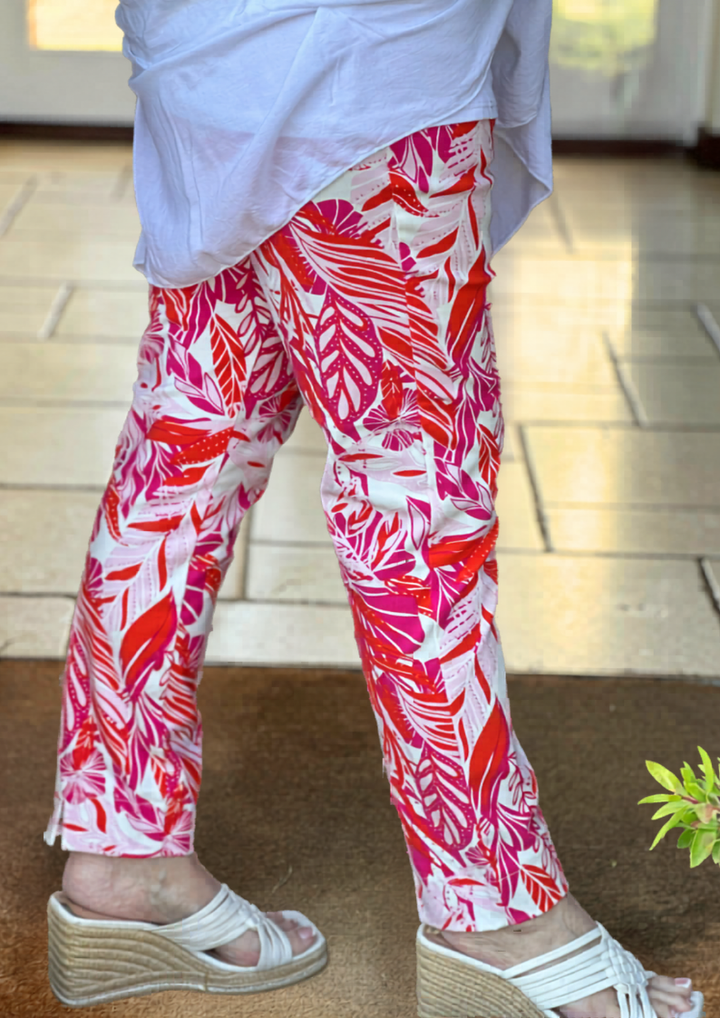 Pull Up Ankle Grazer Trouser - PINNS - 302CT | Tropical Paradise