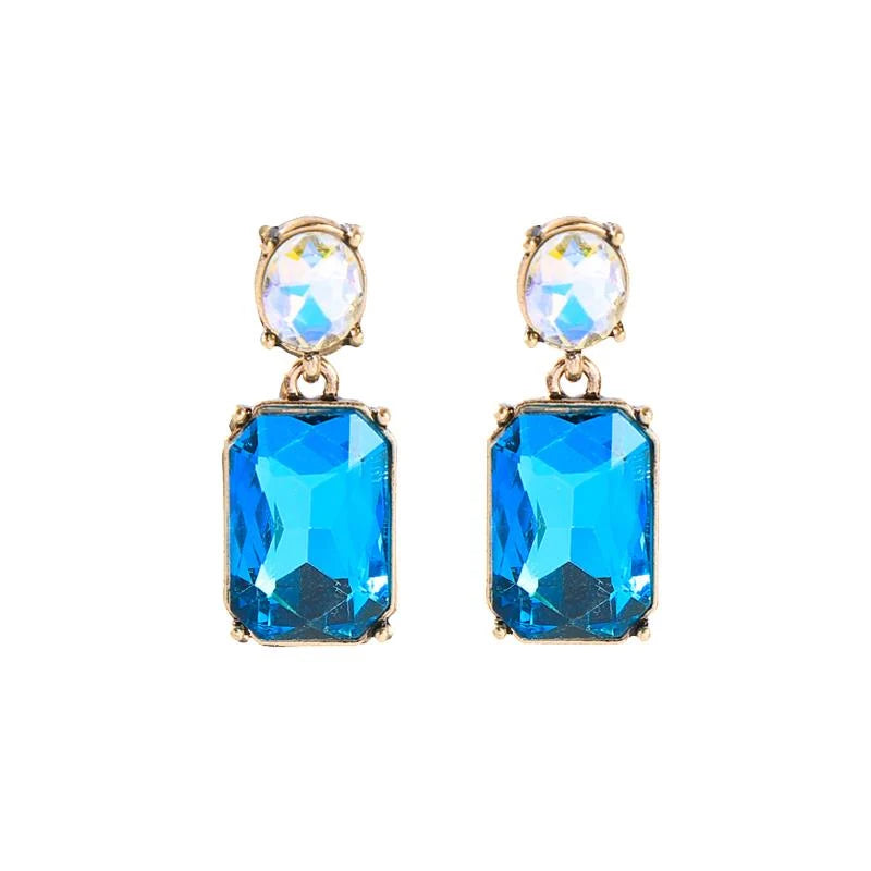Oval & Square Gem Earrings | Turquoise & Aurora