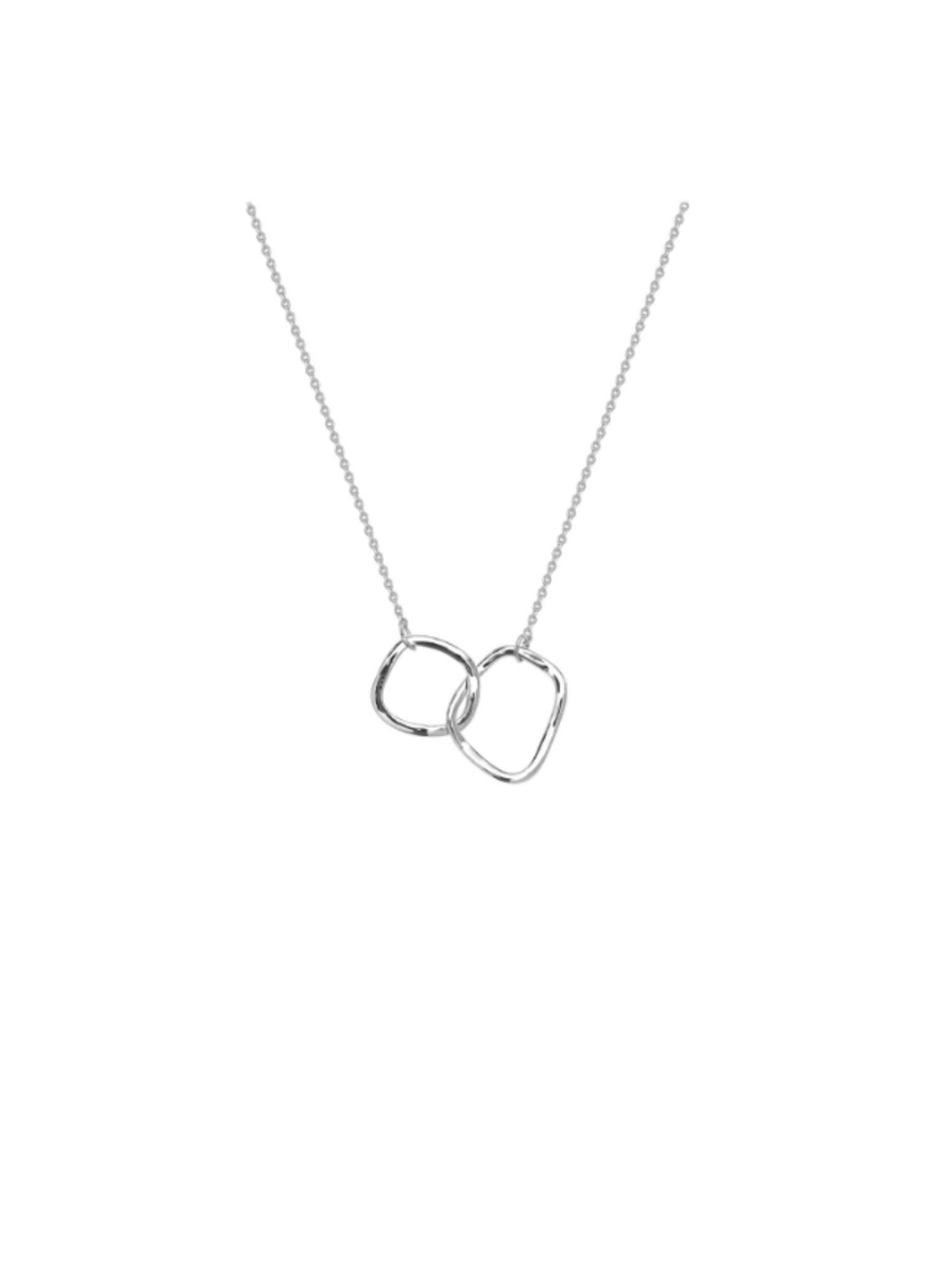 Linked Twin Hoop Necklace | Silver