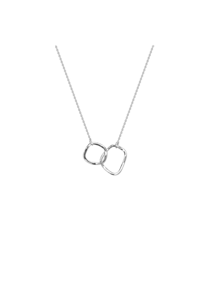 Linked Twin Hoop Necklace | Silver