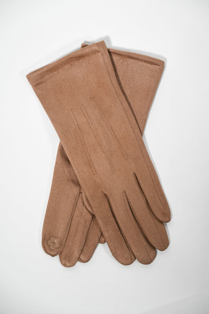 Faux Suede Soft Touch Gloves | Tan