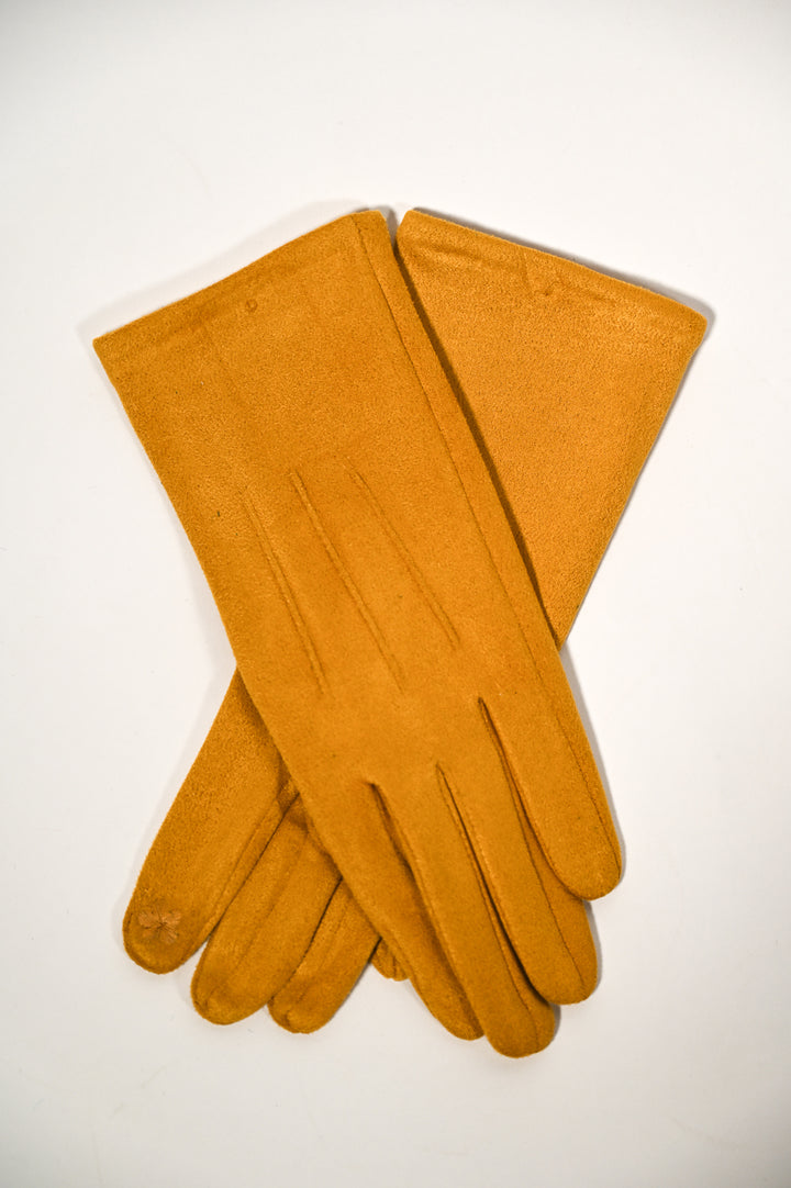 Faux Suede Soft Touch Gloves | Mustard
