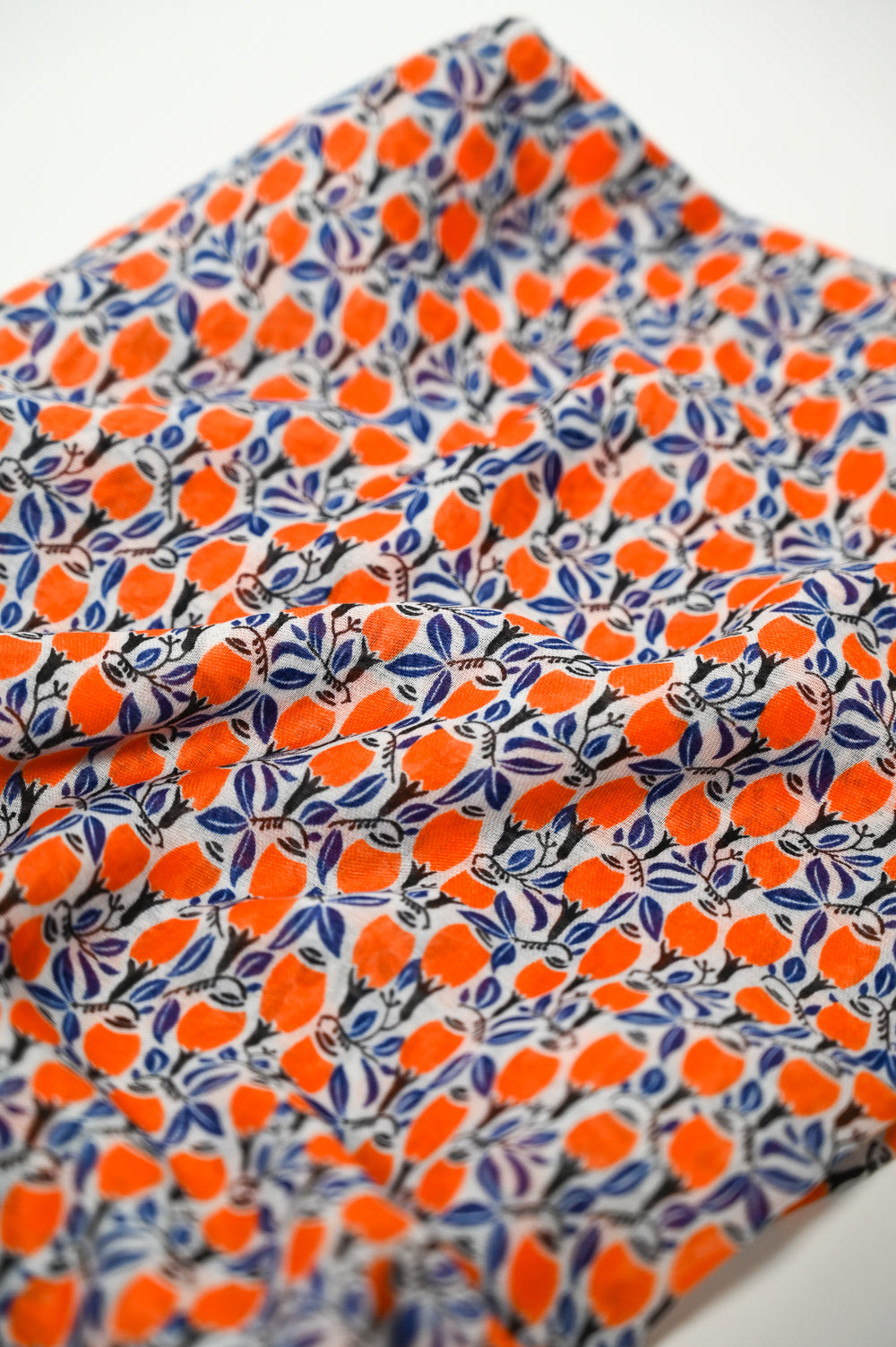 Orange & Blue Dainty Floral Scarf