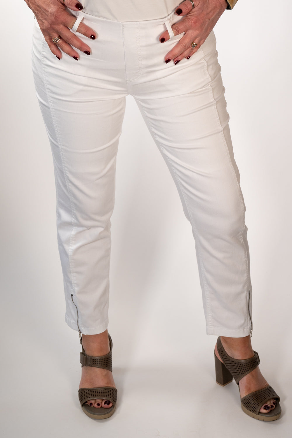 Anna Montana Zip Detail Angelika Ankle Grazer Jeans (1339) - White