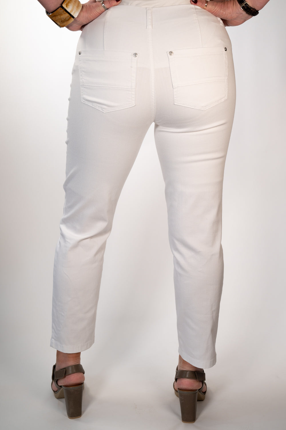 Anna Montana Zip Detail Angelika Ankle Grazer Jeans - White 1339