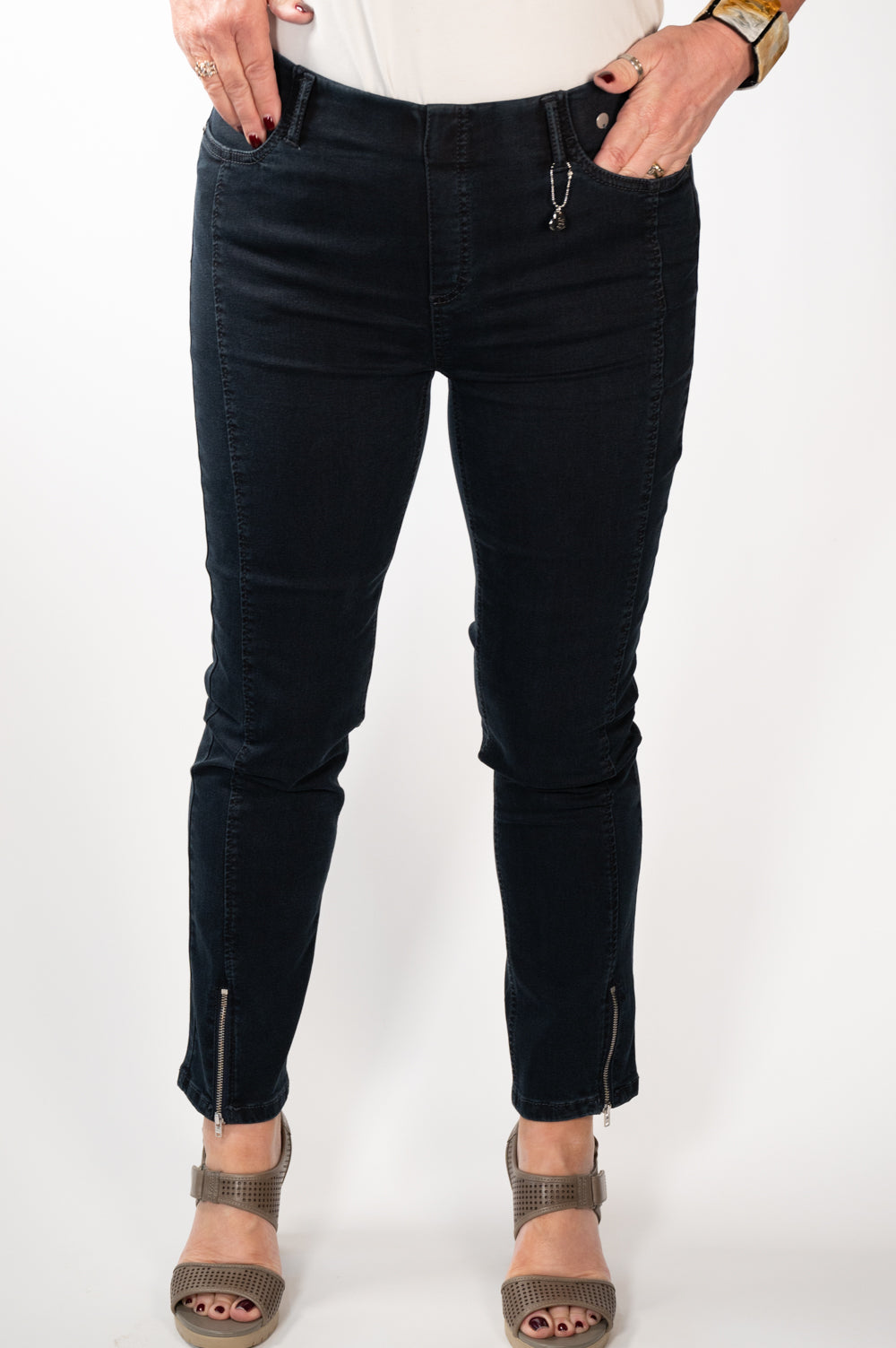 Trousers Anna Montana Zip Detail Angelika Ankle Grazer Jeans