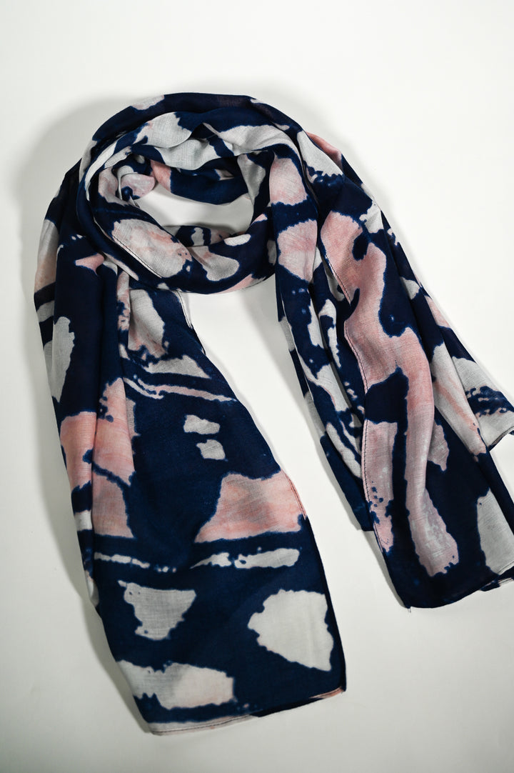 Pink and Navy Tie Dye Scarf