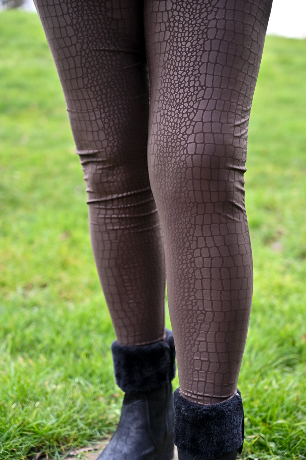 Brown Faux Leather Croc Effect Leggings – Mandy's Heaven