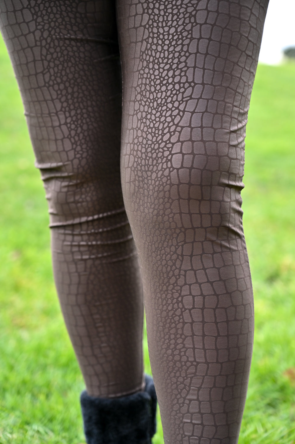 Brown Faux Leather Croc Effect Leggings