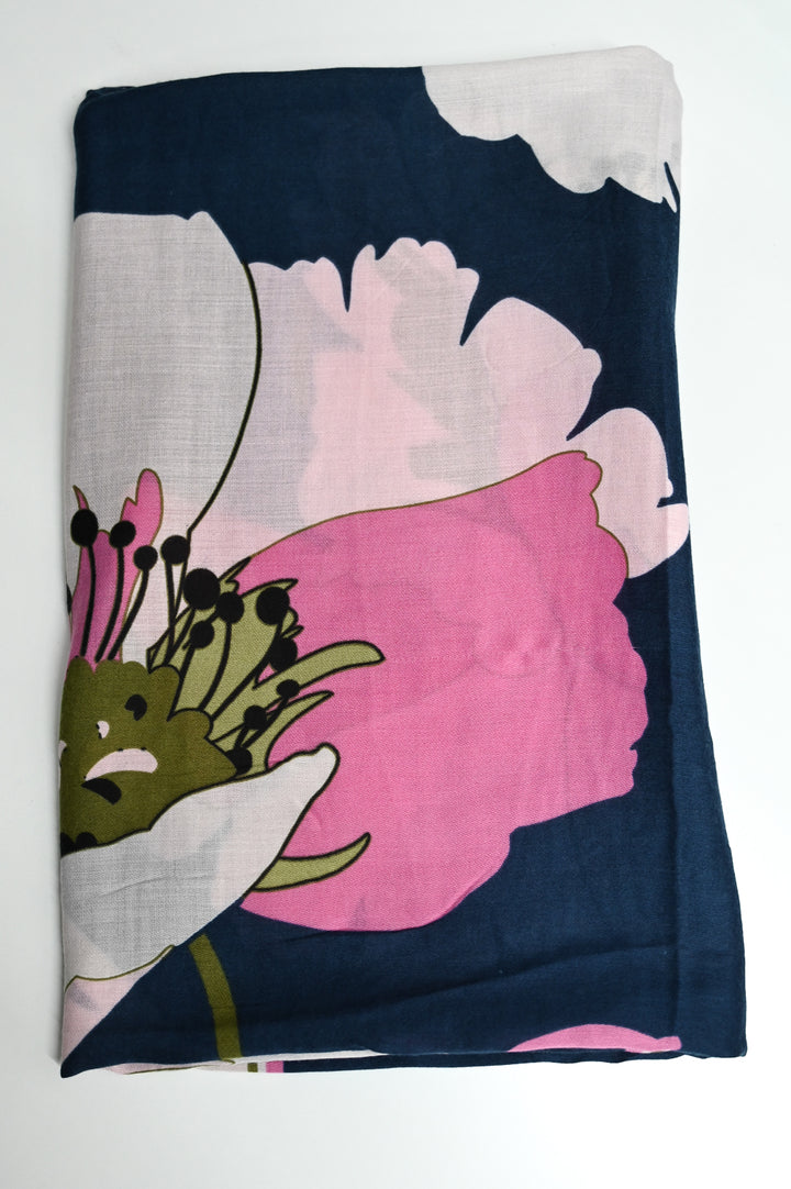 Navy & Pink Abstract Floral Print Scarf