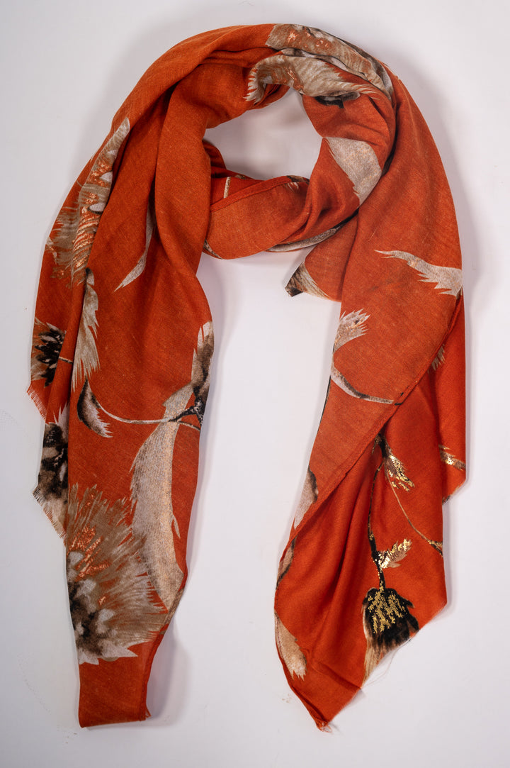 Gold Accent Floral Scarf