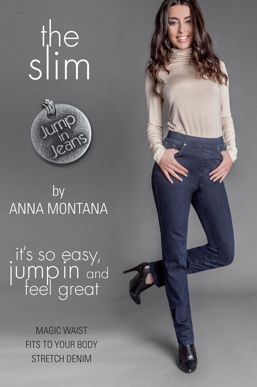 Trousers | Anna Montana | Anna Montana Jump in Jeans Summer Stone Light Denim - 1001 | Anna Montana is among the leading specialists of trousers and is characterised by the perfect fit stretch jean, as shown on ITVs Lorraine Kelly. Product Code: 1001.